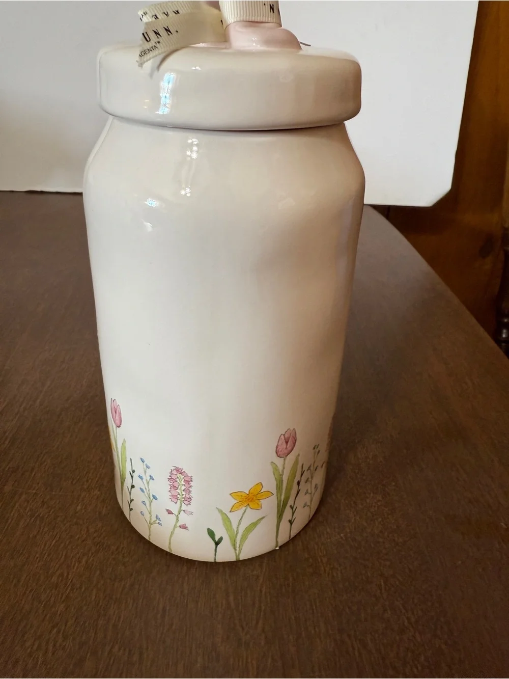 Rae Dunn Artisan Collection home is where mom is canister With Lid Floral 181